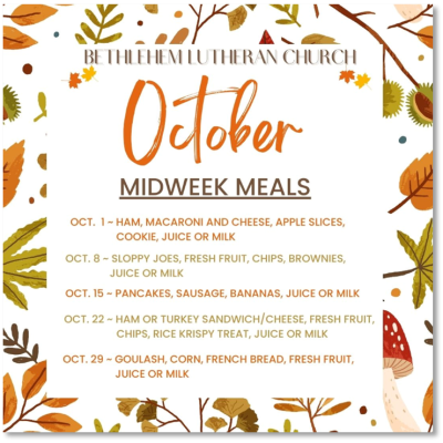 October 2025 Meals October 2025 Meals